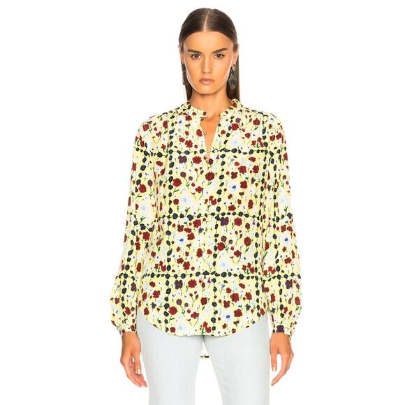 Equipment Yellow Limelight Multi Floral Cornelia Button Up Blouse - Picture 1 of 12